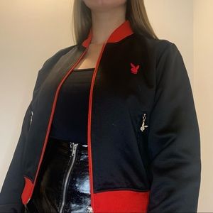 Red & Black Playboy Bomber